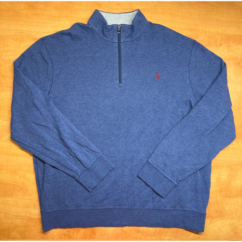 Polo Ralph Lauren Performance Mens XL Blue Heather Quarter Zip Pullover Sweater